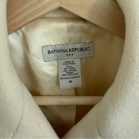 Banana Republic double breasted Wool Peacoat Jacket Cream Button Down size M - Picture 2 of 6